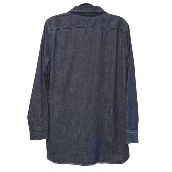 Lauren Ralph Lauren‎ Denim Tunic Top Women's Medium Long Sleeve Lace Up - Image 3
