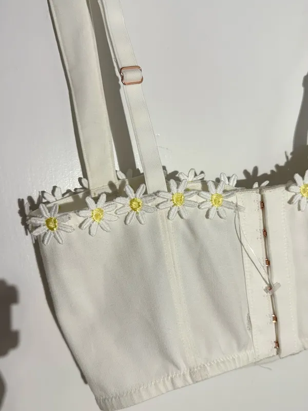 Urban Outfitters White Daisy-Trim Longline Bralette - Image 12
