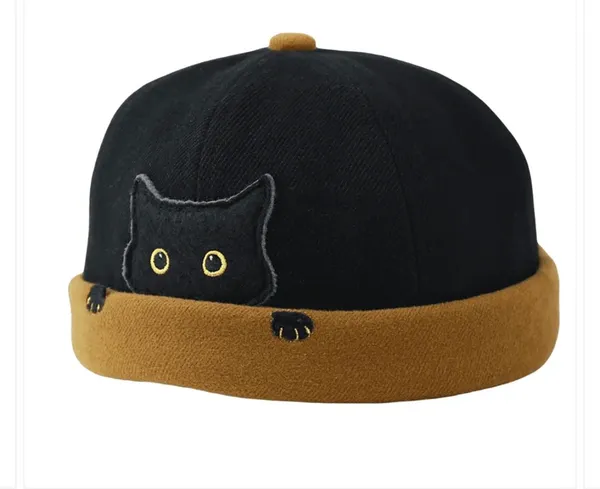 Black Kitty Cotton Docker Cap - Image 2