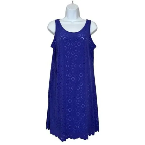 ✨Title Nine Nimblene Illusion Eyelet Purple Blue Tank Sz Medium Dress✨ - Image 4