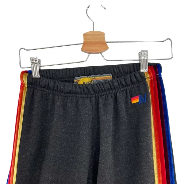 Aviator Nation Classic Sweatpants Velvet Stripes Jogger Gray Black Size Small‎ - Image 4