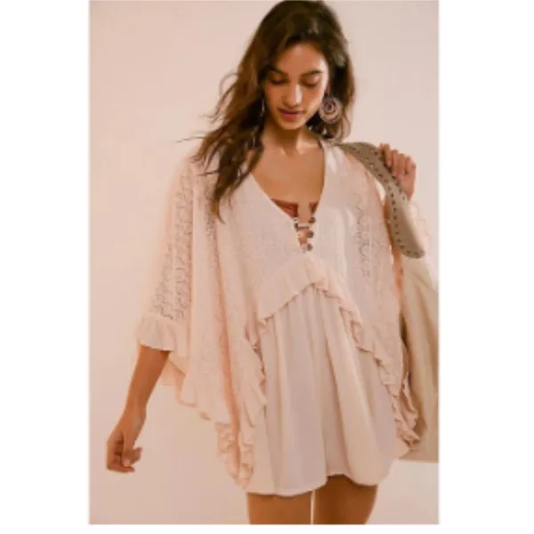 NWOT Free People Women's Natural As You Are Romper Oversized - Image 2