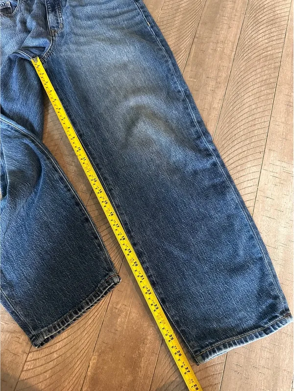 Evereve Ever Vintage Barrel Jeans Bowed Leg High Rise Dark Blue Women’s size 28 - Image 10