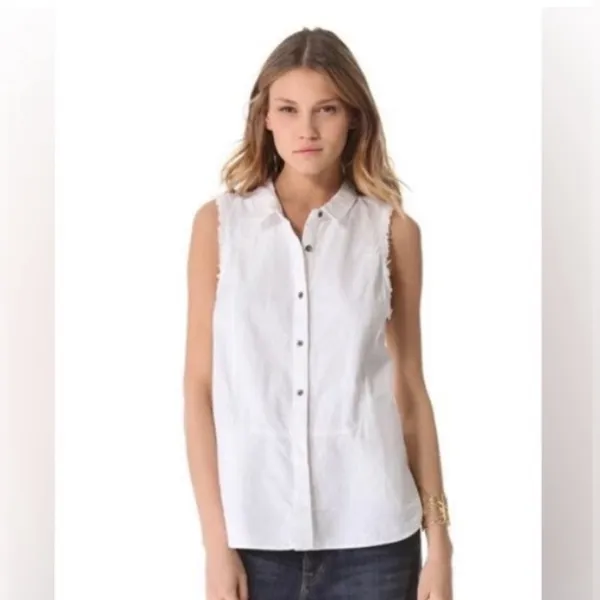 Free People Linen Sleeveless Button Down - Ivory - Large - Image 9