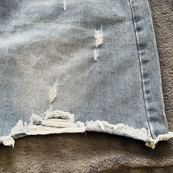 Jean Mini Skirt Denim Distressed Faded Y2K Punk Grunge Summer Festival Size 14 - Image 3