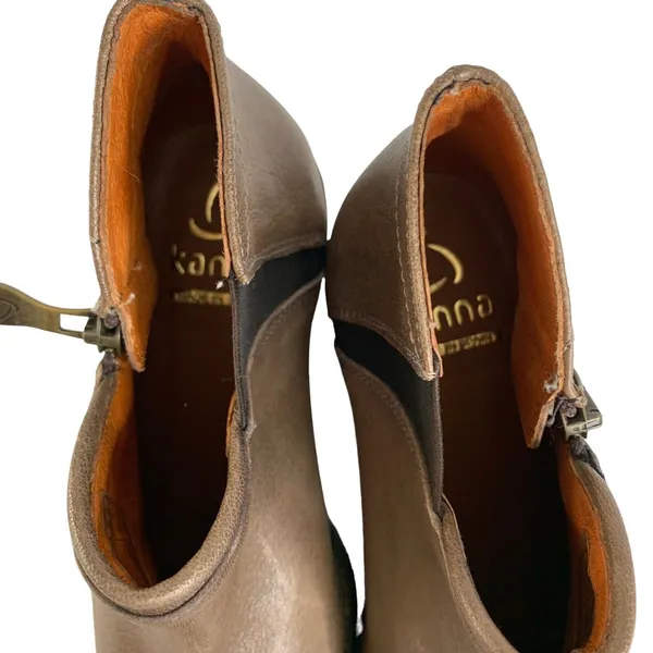 KANNA Booties Ankle Boots Brown‎ Leather Zip Womens SIze 6.5 / 37 Made in Spain - Image 7