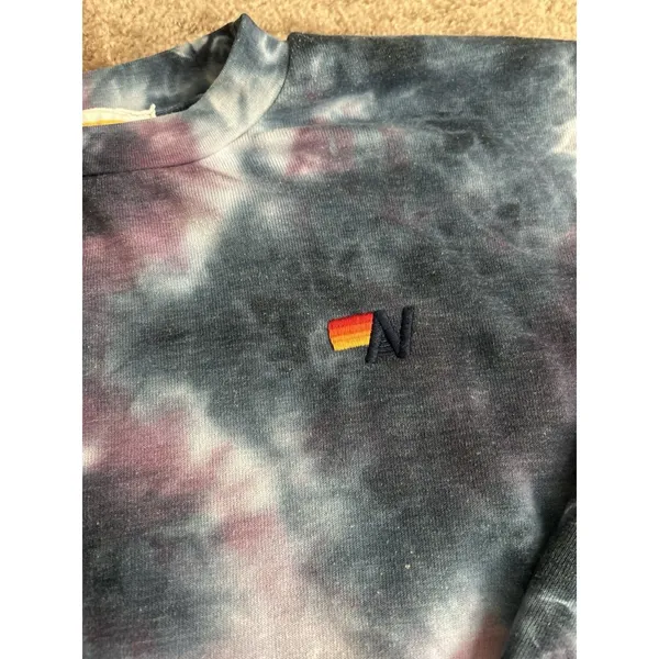 Aviator Nation Hand Dyed Tie Dye Sweatshirt Small Blue CrewNeck Relaxed Fit - Image 4