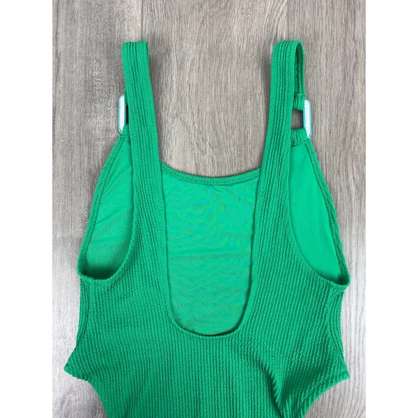 Aerie Green Crinkle Birthday Scoop Back Cheekiest One Piece Swimsuit Sz.M NWT - Image 13