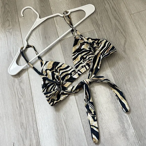 Skatie Bikini Top marble zebra print triangle womens Black Gold small swim beach - Image 3