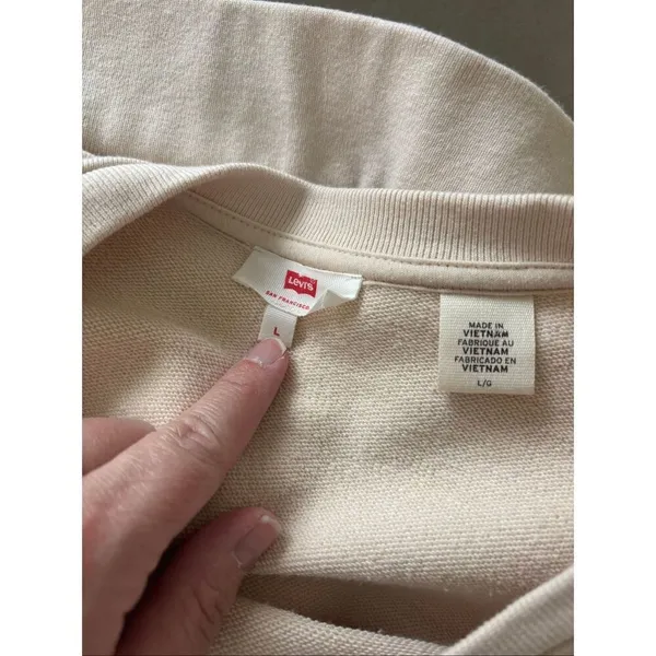 Levi's Pullover Sweatshirt Womens L Cream Fringe Classic Western Yoke Cowgirl - Image 2