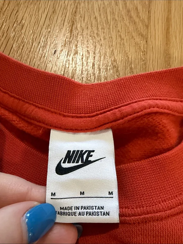 Nike Sportswear Red Orange Oversized Crewneck Sweatshirt Sz M - Image 2