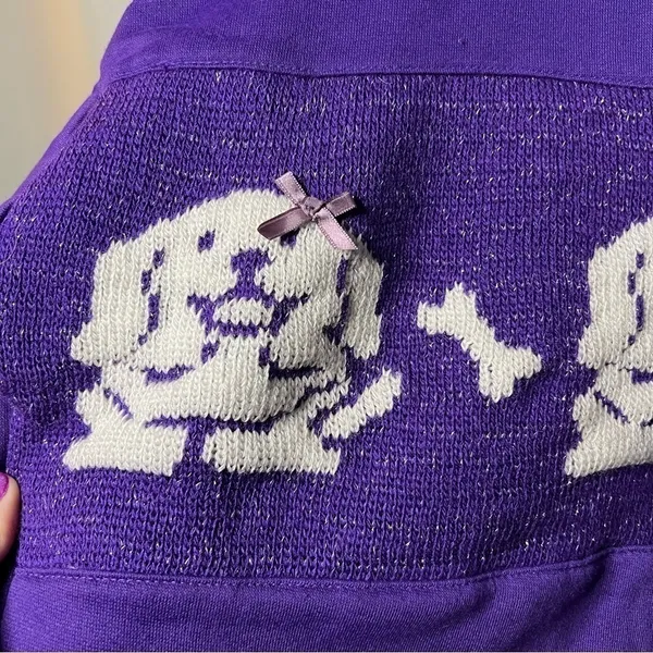 Vintage Purple and White Metallic Labrador Dog Sweater Medium - Image 5