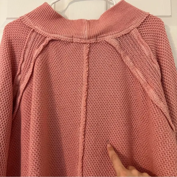Free People We The Free Oversized Thermal Small Pink Sweater Top She’s a Keeper - Image 10