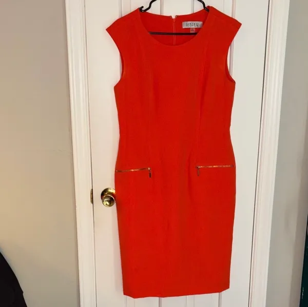 Kasper Vibrant Orange Midi Dress - Image 3
