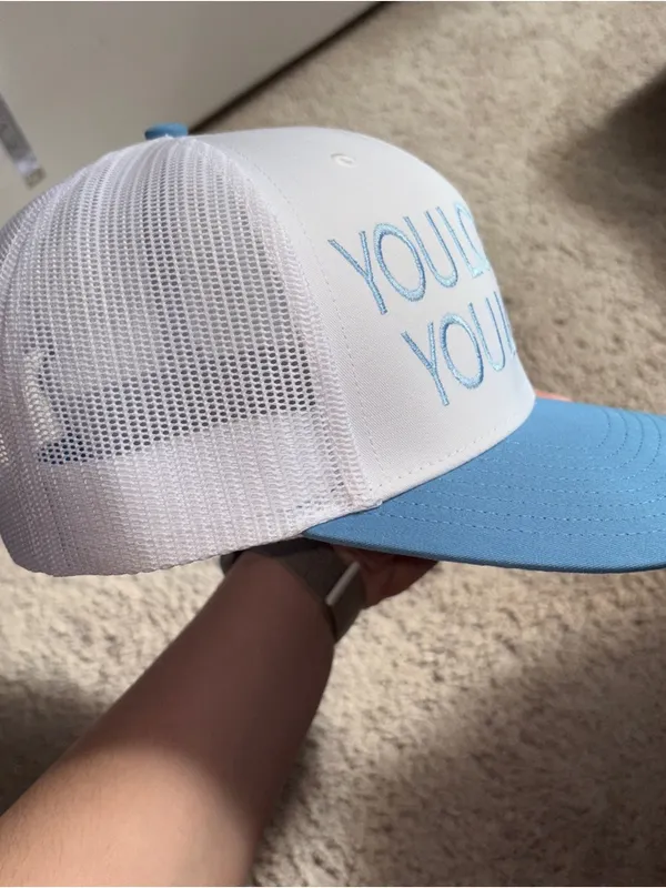 NWOT White & Light Blue Embroidered Richardson Hat “YOU LOOK LIKE YOU LOVE ME” - Image 4