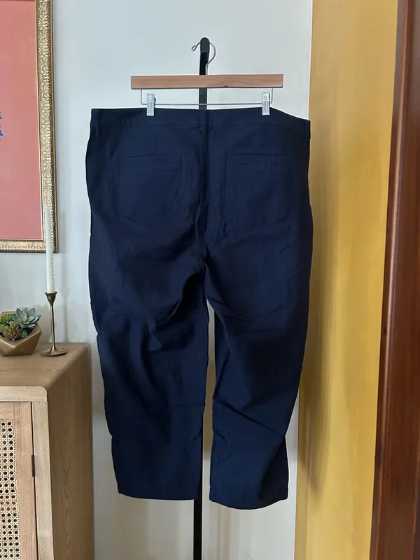 J. Crew Cotton Camp Pants Chino Straight Leg‎ Utility Navy Blue Plus Size 20 - Image 5