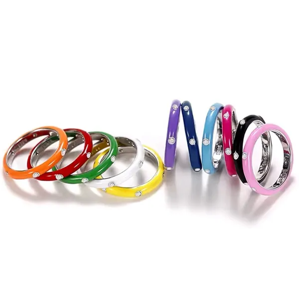 Boutique NEW Pave‎ Black & White Stackable Ring | 925 Sterling Silver Enamel - Image 7