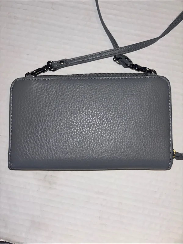 The Sak Iris Smartphone Crossbody Blue And Gray Leather Outside Adjustable Strap - Image 2