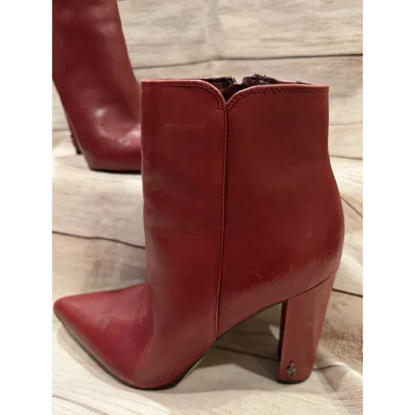 Sam Edelman Raelle Cabernet Red Leather Ankle Boot Size US 7 - Image 2