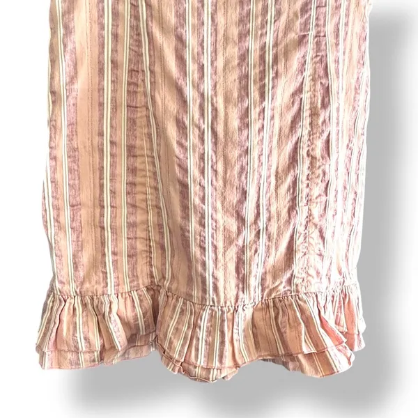 Alexis‎ Brandy Dress Rose Stripe Mini Pink White Ruffle Hem Square Neck Cotton - Image 4