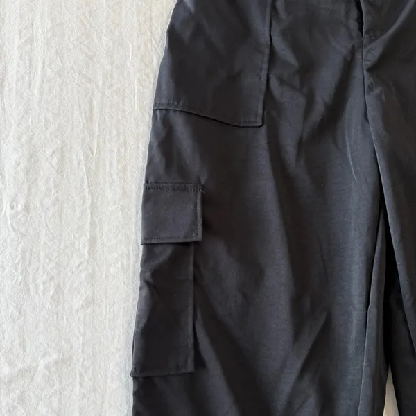 Women's Pull On Snap Waist Black Cargo Style Lightweight Pant Size L #26072 - Image 2