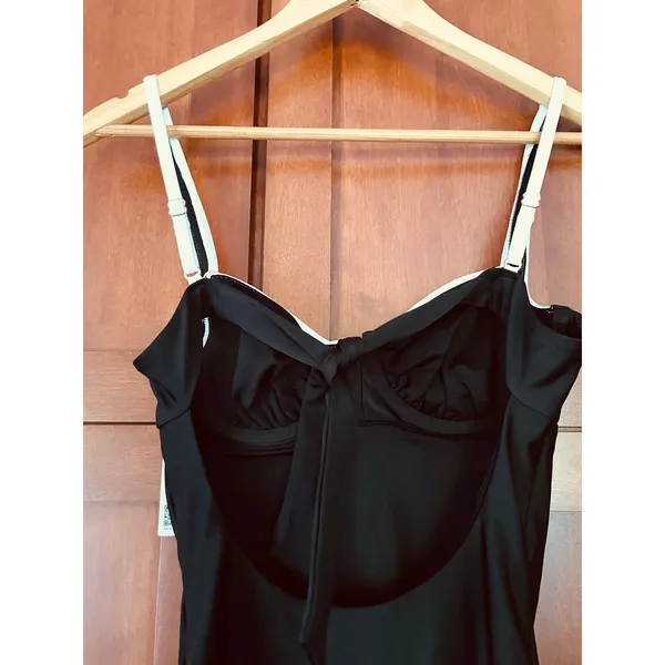 Quince Italian Underwire One Piece Swimsuit Black White Size Small NEW - Image 6