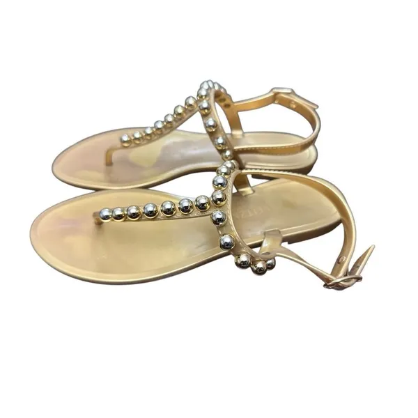 Stuart Weitzman Sandals Womens Pearl Jelly Thong Flats Size 7 - Image 2
