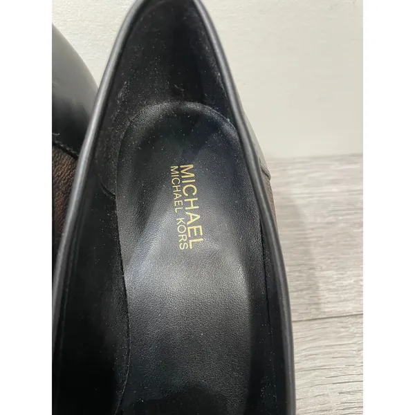 Michael‎ Kors Brown Signature Logo Padma Signature Block Heel Loafer Pumps 6M - Image 6