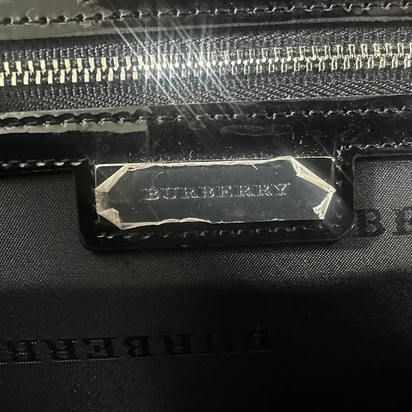Burberry Shoulder Bag Medium Black Patent Leather Checkered Check Plaid Flap - Image 4