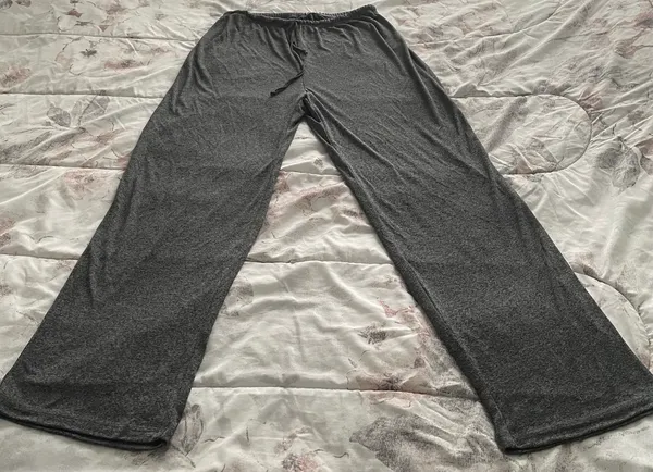 Grey Super Soft Wide Leg Pull On Lounge Drawstring Pants, size L - Image 5