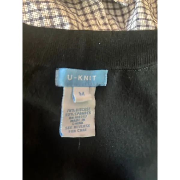 U-Knit Black Cropped Open Cardigan Sequin Trim Size M - Image 4