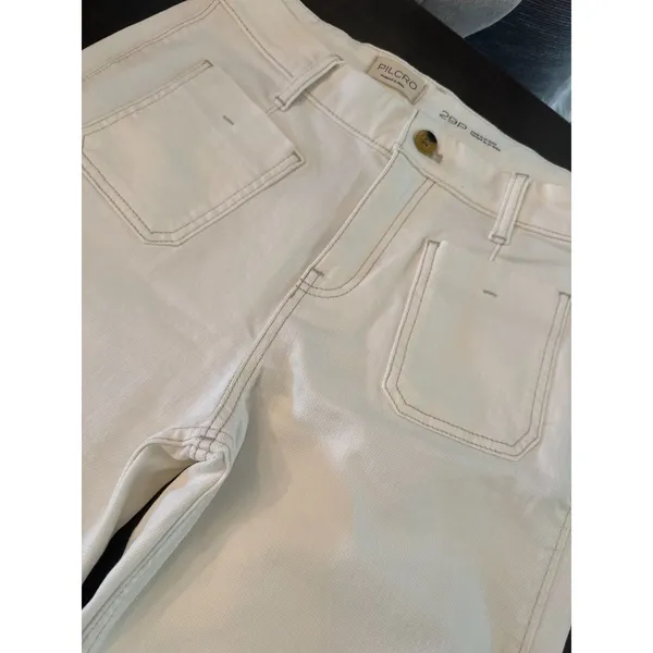 Pilcro Anthropologie White Straight Leg Jeans Size 29P High Rise Women's Denim - Image 5