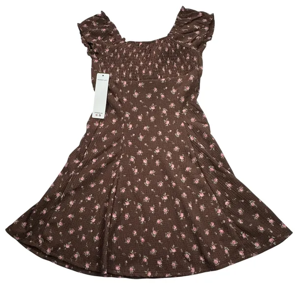 NEW Madden Girl‎ Brown Pink Floral Fit and Flare Dress Juniors Small Cottagecore - Image 2