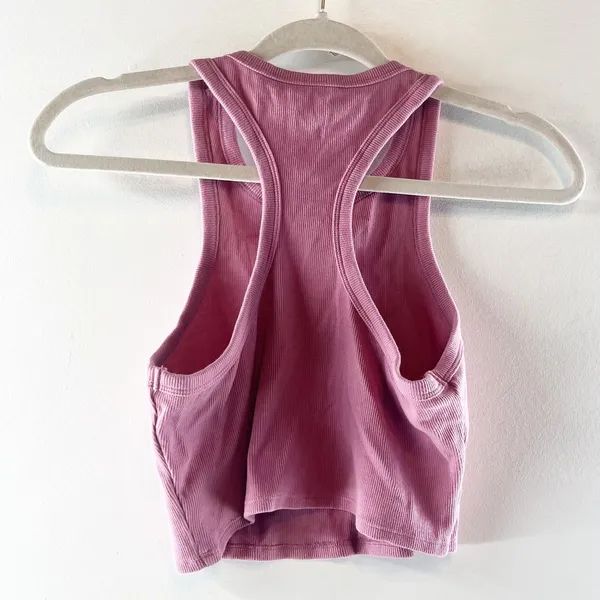 Alo Aspire Tank Top Ribbed Cropped Pink Wild Rose Small - Image 5