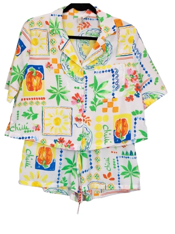 Cynthia Rowley Bell Pepper Button Front and Shorts Pajama Set - Image 3