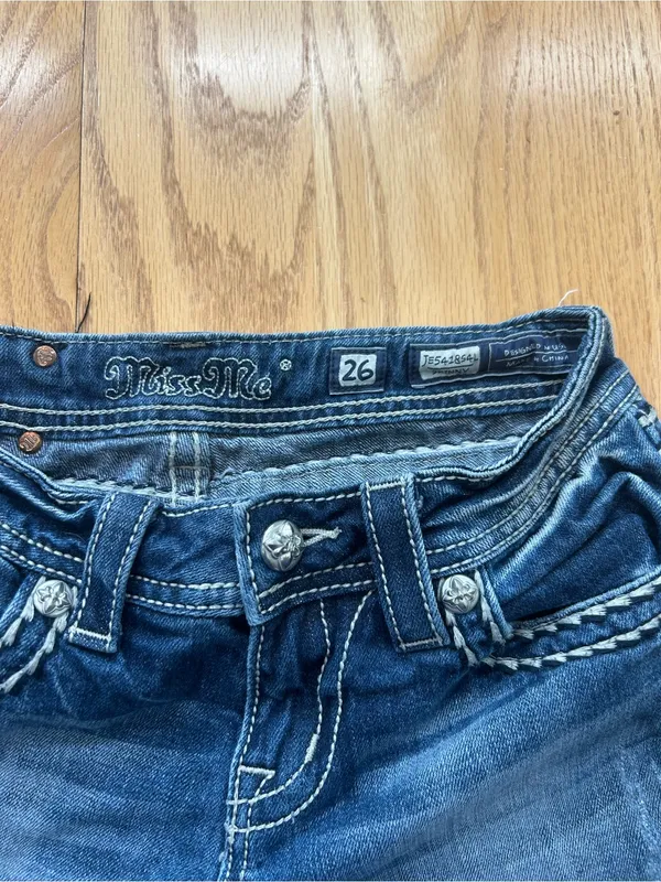 Miss Me Low Rise Skinny Jeans 26 x 33 JE5418S4L Medium Wash Blue Denim Y2K VTG - Image 4