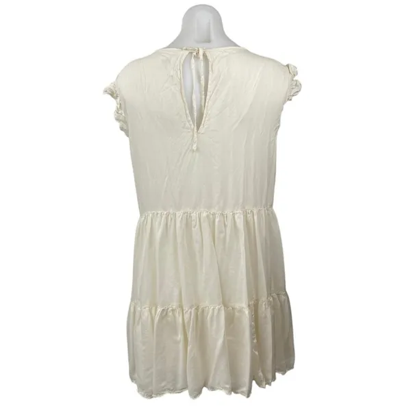 Aritzia Wilfred Sidonie White Cream Flutter Sleeve Tiered Mini Babydoll Dress S - Image 3