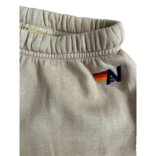 Aviator Nation Bolt 4 Sweatpants Sand & Neon Pink EUC $148 Preppy Loungwear - Image 5