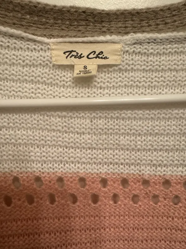 Tres Chic Boutique Open Front Knit Colorblock Cardigan New - Image 5