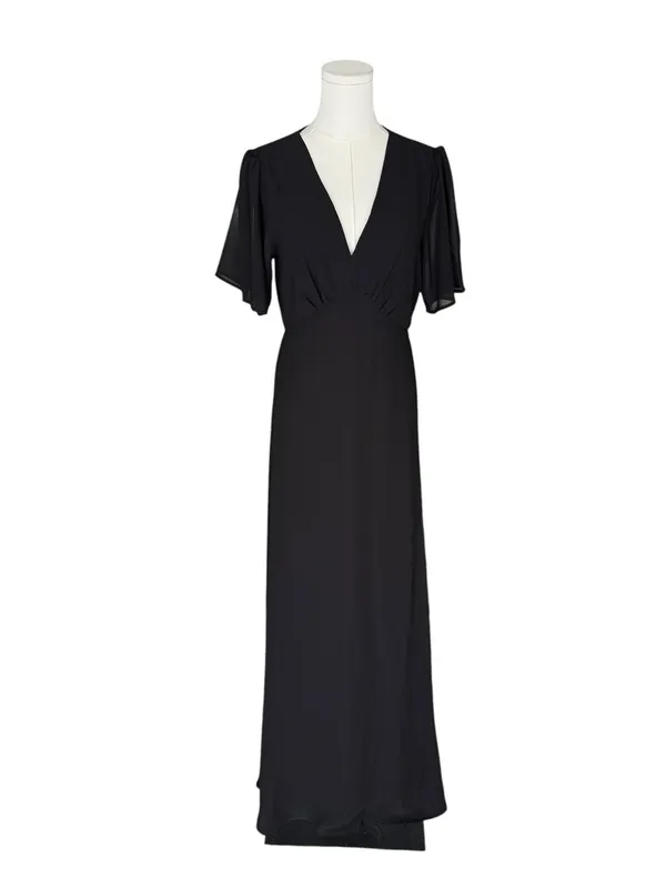 Baltic Born - NWT Esti Black Chiffon Maxi Wedding Dress Sz M - Image 3