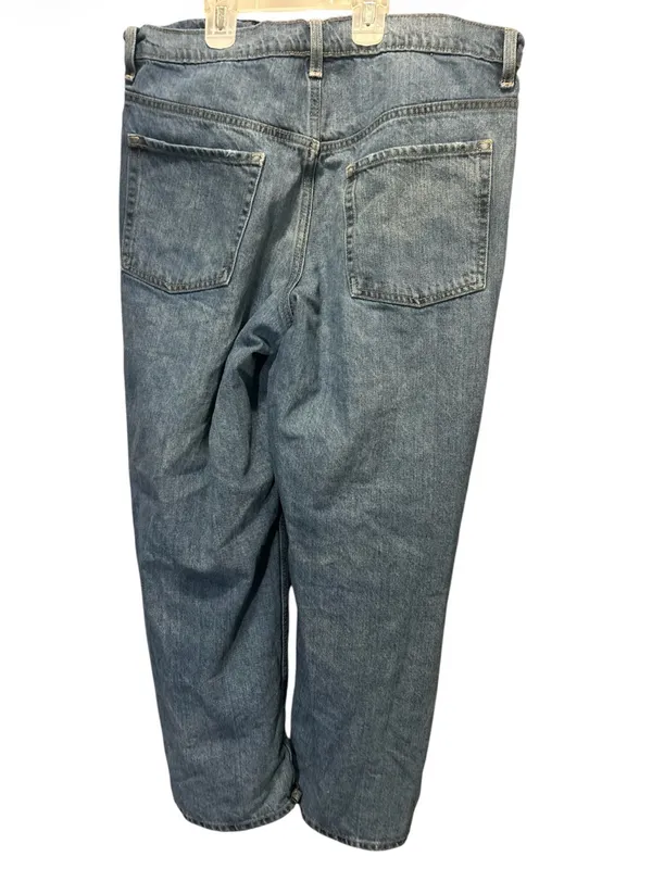 Old Navy Extra High Rise Wide Leg Distressed Jeans Womens 14 Petite Blue Denim - Image 2
