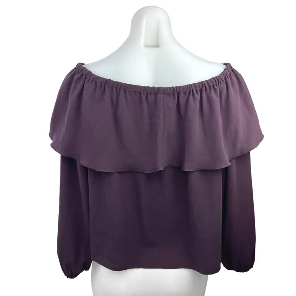 Aritzia Wilfred Morel Purple Ruffle Off Shoulder Long Sleeve Blouse Top Size S - Image 3