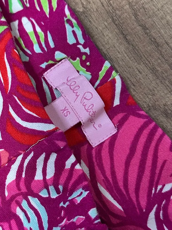 Lilly Pulitzer Pink Floral Wide-Leg Pants with Lime & Red Accents - Image 2