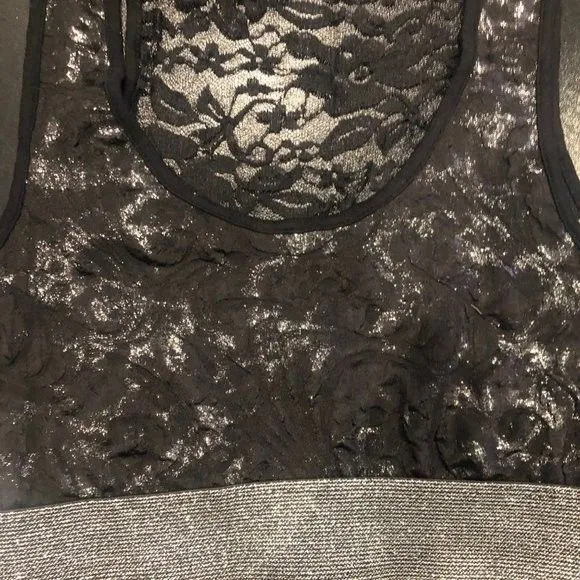 DEB Small Black Full Lace Back Bra/ Crop Top with Silver Band On‎ Bottom - Image 3