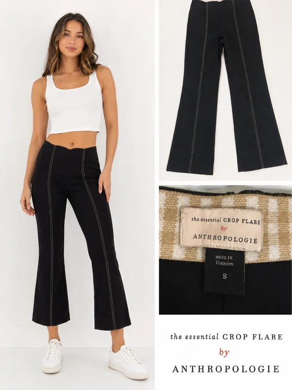 Anthropologie Black Flare Jeans with Contrast Stitching - Image 2