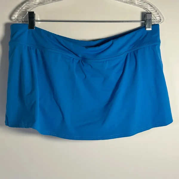 Lands End Blue‎ Swim Skirt with Attached Brief Size 16 Mini Skort Side Slit - Image 2
