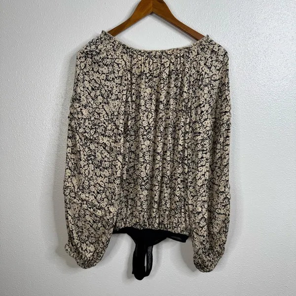 Free People Intimately All Tucks Printed‎ Bodysuit Size Small - Image 4