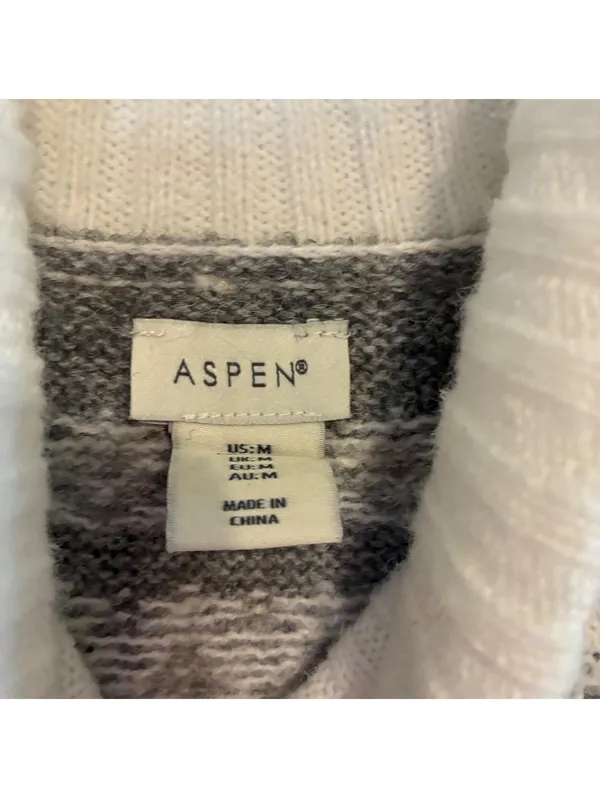 Aspen Womens Grey Fair Isle Turtleneck Nordic Alpine Knit Wool Blend Sweater SzM - Image 5
