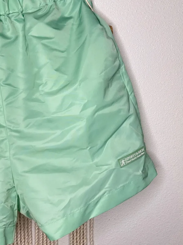 NWT Sporty & Rich Good Health Nylon Shorts Thyme/White Size Small - Image 6