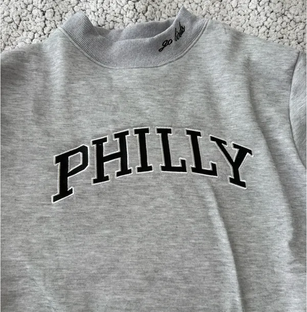 Philly Eagles custom Mockneck sweatshirt L Gray Size L - Image 2